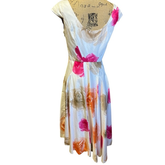 Calvin Klein Bouffant Floral‎ Dress Midi Party Wedding Guest Easter Garden Girl - Picture 2 of 14